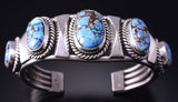 Silver & Golden Hills Turquoise Fresh Pearl Navajo Bracelet by Erick Begay 5B26L