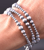 3-Strand Silver Navajo Pearls Wrap Bracelet by Vangie Touchine 4E28M