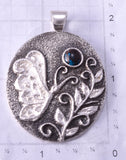 Silver & Turquoise Navajo Tufacast Butterfly Pendant by Rebecca T. Begay 4J30M