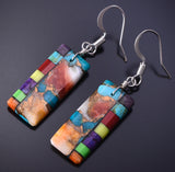 Santo Domingo Turquoise Mutlistone Mosaic Earrings by Mary Tafoya 4J02P