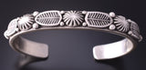 Silver Matte Finish Eagle Feathers Navajo Bracelet by Erick Begay 4C29N
