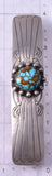 Silver & Turquoise Navajo Handstamped Hair Barrette 5B06M