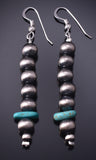 Silver & Turquoise Navajo Pearls Stacked Earrings by Vangie Touchine 5A30U