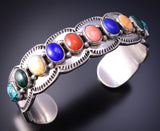 Silver & Turquoise Multistone Navajo Handmade Bracelet 4K10K