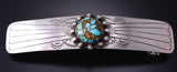 Silver & Turquoise Navajo Handstamped Hair Barrette 5B06M