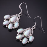 Silver & Opal Navajo Handmade Earrings by Gary Shorty 4F25J