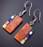 Santo Domingo Apple Coral Multistone Mosaic Earrings by Mary Tafoya 4J02L