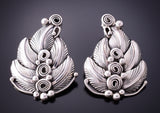 Silver Navajo Handmade Eagle Feathers Earrings by Darrell Morgan 4D15R