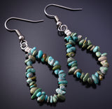 Navajo Handmade Turquoise Nugget Loop Earrings 4H27S