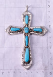 Silver & Turquoise Zuni Handmade Cross Pendant by George & Lupe Leekity 5B06X