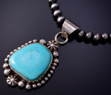 Kingman Turquoise Silver Pendant by Eli Skeets - 4L25Q