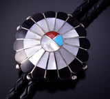 Traditional Sunface Design Zuni Bolo Tie by Denise Suitza - 4L26O