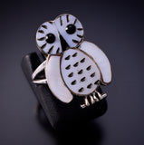 Size 5-3/4 White Owl Ring by Regina Kallestewa - 4L24U