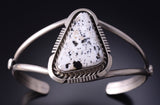 Silver & White Buffalo Turquoise Navajo Bracelet by Alfred Martinez 5A30D