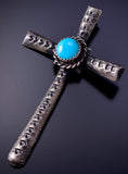 Silver & Kingman Turquoise Cross Navajo Pendant by Richard Yazza 4L20F