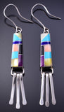 Silver & Turquoise Multistone Navajo Inlay Earrings 4K07M