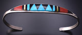 Silver & Turquoise Multistone Zuni Inlay Bracelet by Cena Weebothee 4M16R