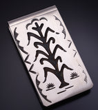 Silver Navajo Handmade "Tree of Life" Money Clip by Ralph Bia Sr. 5B14U