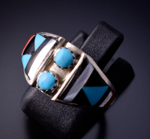 Size 7- Zuni inlay Turquoise Ring by Delberta Boone 4L24N