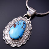 Golden Hills Turquoise Silver Navajo Pendant by Tom Francisco 4L26D