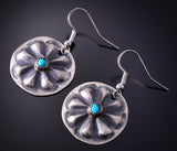 Silver & Turquoise Navajo Concho Earrings by Joan Begay 4F10Y