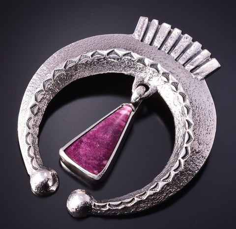 Silver & Sugilite Navajo Tufacast Squash Pendant by Gary Custer 4F23B