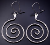 Silver Zuni Handmade Swirl Earrings by Carlton Jamon 4H27A