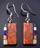 Santo Domingo Apple Coral Multistone Mosaic Earrings by Mary Tafoya 4J02L