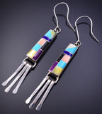 Silver & Turquoise Multistone Navajo Inlay Earrings 4K07M