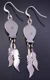 Silver & Turquoise Bear Claw & Eagle Feather Navajo Earrings Annie Spencer 4J02U