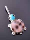 Silver & Turquoise Multistone Zuni Inlay Turtle Pendant by Kathryn Qualo 4F04W