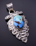 Golden Hills Turquoise Silver Arrowhead Pendant by Darrell Wylie - 4L25X