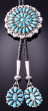 Silver & Turquoise Navajo Cluster Bolo Tie by Eunice Wilson 4E28G