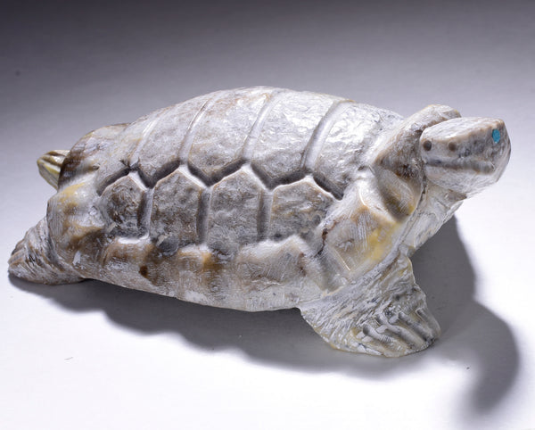 Picasso Marble Handcarved Turtle Fetish by Herbert Him 4D02L