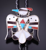 Silver Multistone Zuni Inlay T-Bird Bolo Tie by Bobby & Corraine Shack 4E28J