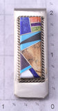 Silver & Turquoise Mulistone Navajo Inlay Money Clip by Arnold Yazzie 5B06L