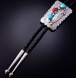 Turquoise and Coral Navajo Bolo Tie by Wilbert Muskett 4L26V