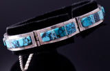 Silver & Turquoise Navajo Inlay Link Bracelet by Chris Tom 4E18F