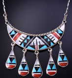 Silver Multistone Zuni Inlay Necklace & Earring Set by Delberta Boone 4L09A