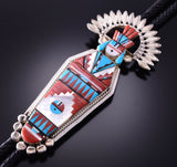 Silver Multistone Zuni Inlay Sunface Bolo Tie by Rayland & Patty Edaakie 4E28E