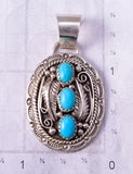 3 Turquoise Stone Navajo Pendant by Betty Begay 4L20R