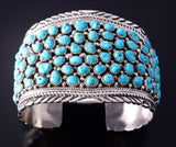 Silver & Natural Kingman Turquoise Navajo Cluster Bracelet by Tina James 4F23P