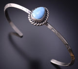 Silver & Golden Hills Turquoise Navajo Handmade Bracelet by Rick Enriquez 4M16Q