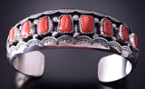 Silver & Coral Navajo Handmade Bracelet by WIlbert Muskett 4E27C