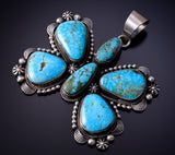 Kingman Turquoise Butterfly Pendant by Eli Skeets - 4L25J