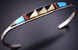 Silver & Turquoise Multistone Zuni Inlay Bracelet by Cena Weebothee 4M16T