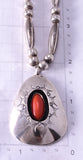 29" Preowned Silver & Coral Navajo Necklace 4F10X