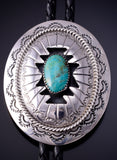 Navajo Shadow Box Rug Design Turquoise Bolo Tie by Wilbert Musket 4L26S