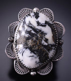 Adjustable Silver & White Buffalo Turquoise Navajo Handmade Ring Tia Long 5A30A