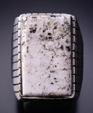 Size 9-3/4 Silver & White Buffalo Turquoise Navajo Ring by Trevor Jack 4M16G